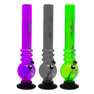 13" Assorted Color 3-Ring Bubble Base Acrylic Bongs
