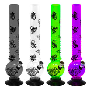 13" Assorted Color Scorpion Print Bubble Base Acrylic Bongs