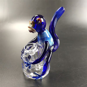 5" Blue Monkey Glass Bubbler