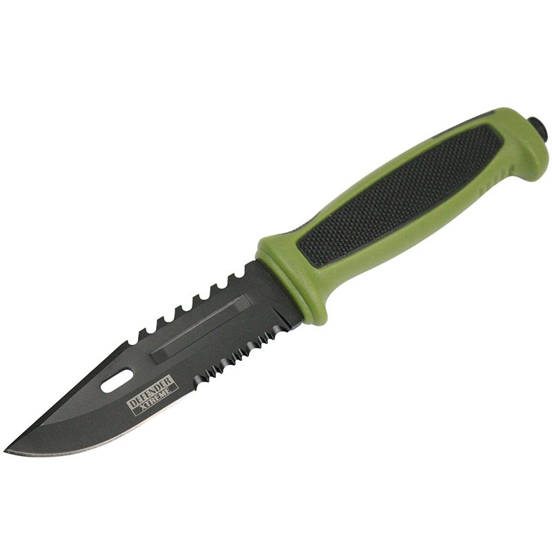 Green Rubber Handle Hunting Knife