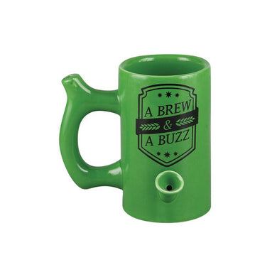 A Brew & A Buzz Large Green Pipe Mug