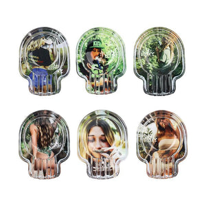 Assorted Ganja Girls Glass Skull Ashtrays