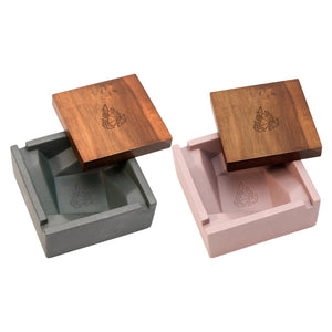 BRNT Briq - Concrete Ashtray w/ Walnut Lid