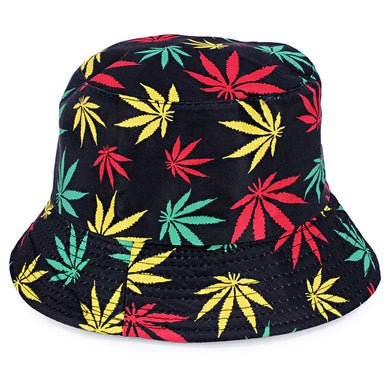 Bucket Hat w/Cannabis Leaf Print