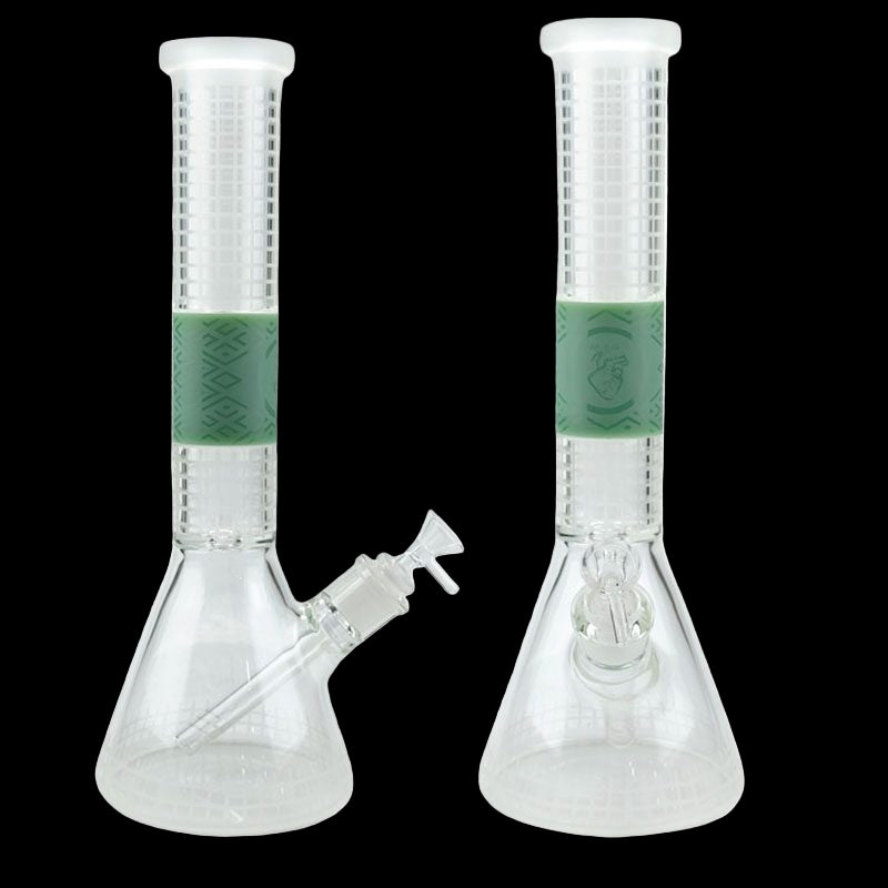 14″ 7MM Sand Blasting Heart Beaker Glass Bong