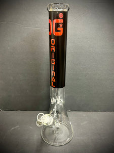 18" OG Glass 7mm Black/Red Beaker Bong