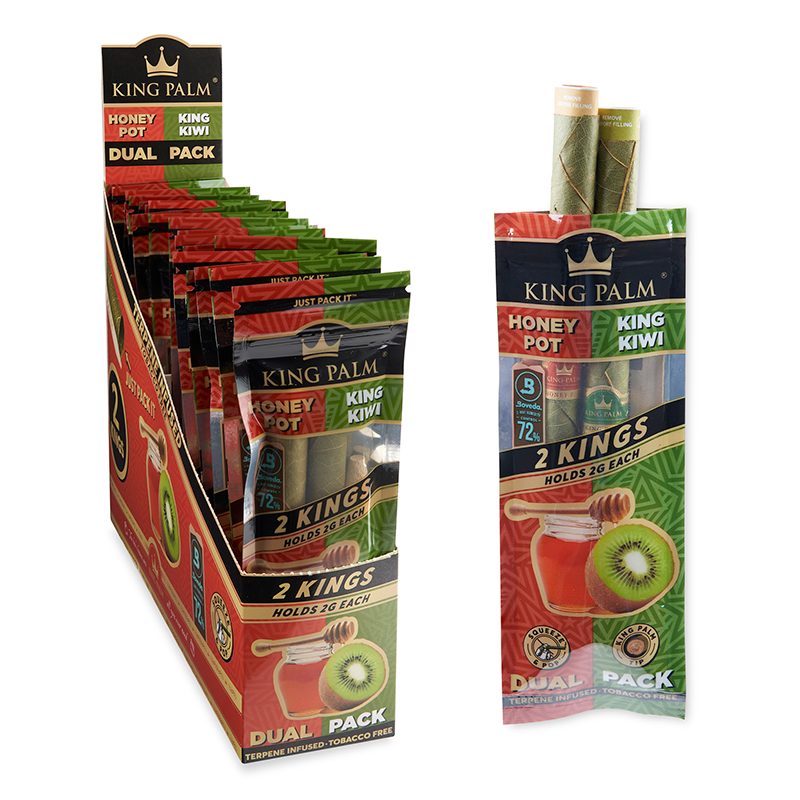 King Palm Dual Pack King Size Honey & Kiwi (2pk)