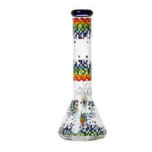 14″ 5MM Glass Rainbow Pixel Beaker Bong