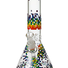 14″ 5MM Glass Rainbow Pixel Beaker Bong
