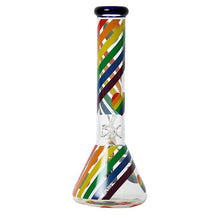 14″ 5MM Glass Rainbow Striped Beaker Bong