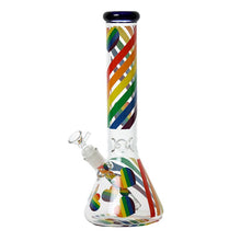 14″ 5MM Glass Rainbow Striped Beaker Bong
