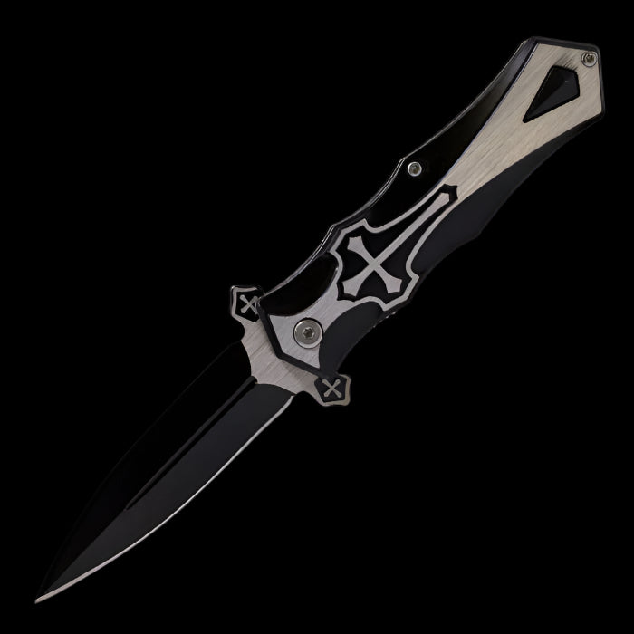 Iconic Metallic Cross Foldable Knife