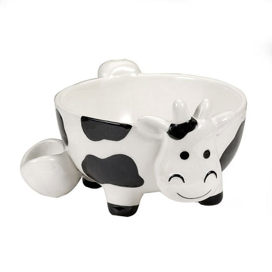 Premium Roast & Toast Ceramic Cereal Bowl with Pipe - Cow
