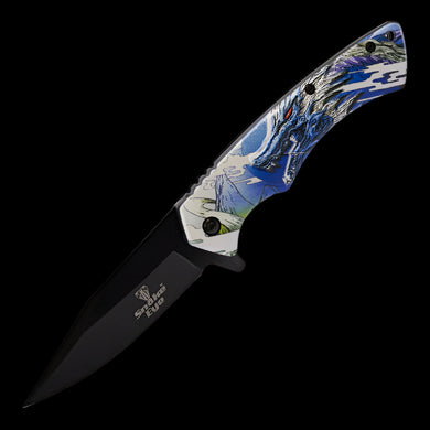 Blue Blazing Beast Foldable Knife
