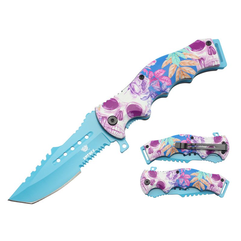 Neon Skulls 8″ Pocket Knife