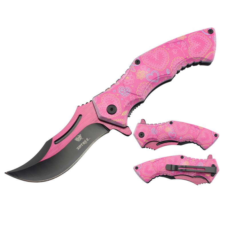 Pink Hearts 8.07″ Pocket Knife