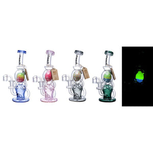 9" Cheech Glass Glow in the Dark Recycler Rig