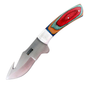 Defender-Xtreme 9" Skinner Knife Pakkawood Handle Surgical Steel Leather Sheath