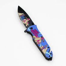 8.5" Fingers Design Folding Knife w/Belt Cutter