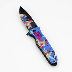 8.5" Fingers Design Folding Knife w/Belt Cutter