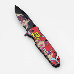 8.5" Fingers Design Folding Knife w/Belt Cutter