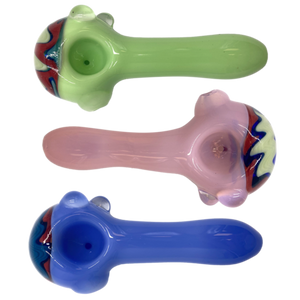4"  Glass Milky Swirl Spoon Pipes