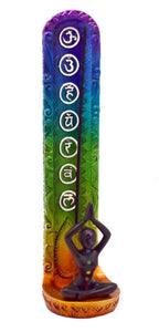 9.5" Coloured Chakra w/ Meditating Figure Incense Burner