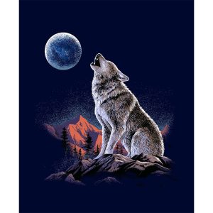 Southwest Howling Wolf Queen Sized Plush Blanket