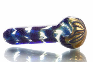 4" Twisted Cane Color Changing Glass Pipe