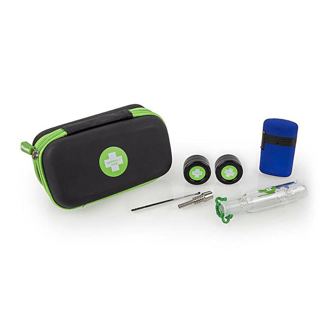 Happy Dab Kit w/ Dual-Flame Torch, Nectar Collector w/ Ti Tip, Tool & 2 Silicone Jars