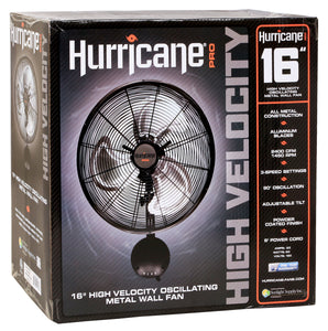 Hurricane® Pro High Velocity Oscillating Metal Wall Mount Fan 16"