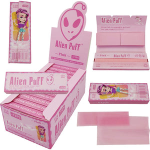 Alien Puff Pink – 1 1/4" Rolling Paper w/ Filter Tips