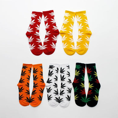 Cannabis Leaf Print Socks 5 Pairs