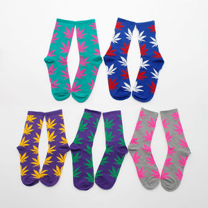 Cannabis Leaf Print Socks 5 Pairs