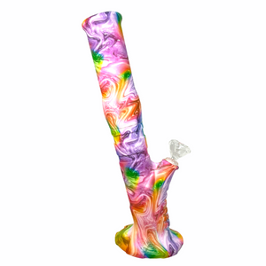 14" Silicone Bent Tube Bongs w/ Glass Bowl - Swirls