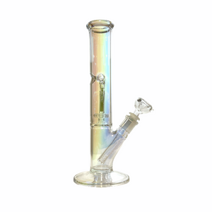 12" Straight Tube Glass Bong w/ GID Fishhook Perc