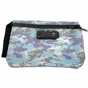 Locking Printed Smell Proof Zip Envelope - 9.6" by 6.7" - Blue/Purple Camo