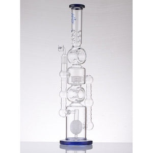 21" H2O Glass Double Perc Stemless Recycler Bong