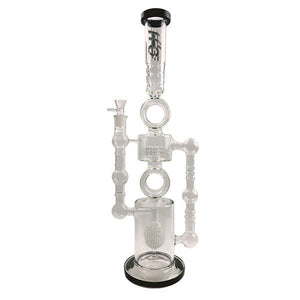 21" H2O Glass Double Perc Stemless Recycler Bong