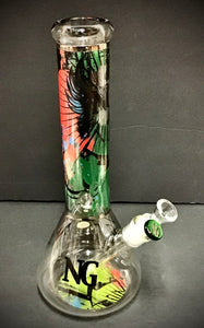 13" Nice Glass Graffiti Beaker Bong