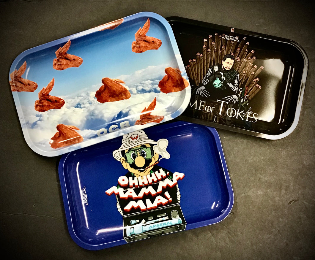 Assorted Large Metal Rolling Trays
