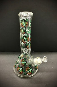 12" Rasta Skulls 9mm Glass Beaker Bong