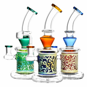 9" Sacred Geometry Etched Glass Dab Rig